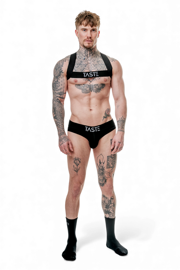Brief Harness & Socks Set | Signature Black