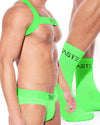 Neon Green Briefs, Harness & Socks Set | Gay Underwear Set