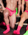 Neon Pink Briefs, Harness & Socks Set | Gay Underwear Set