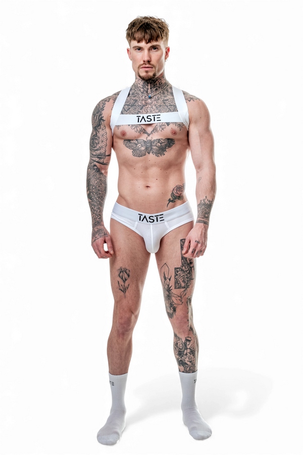 Brief Harness & Socks Set | Signature White